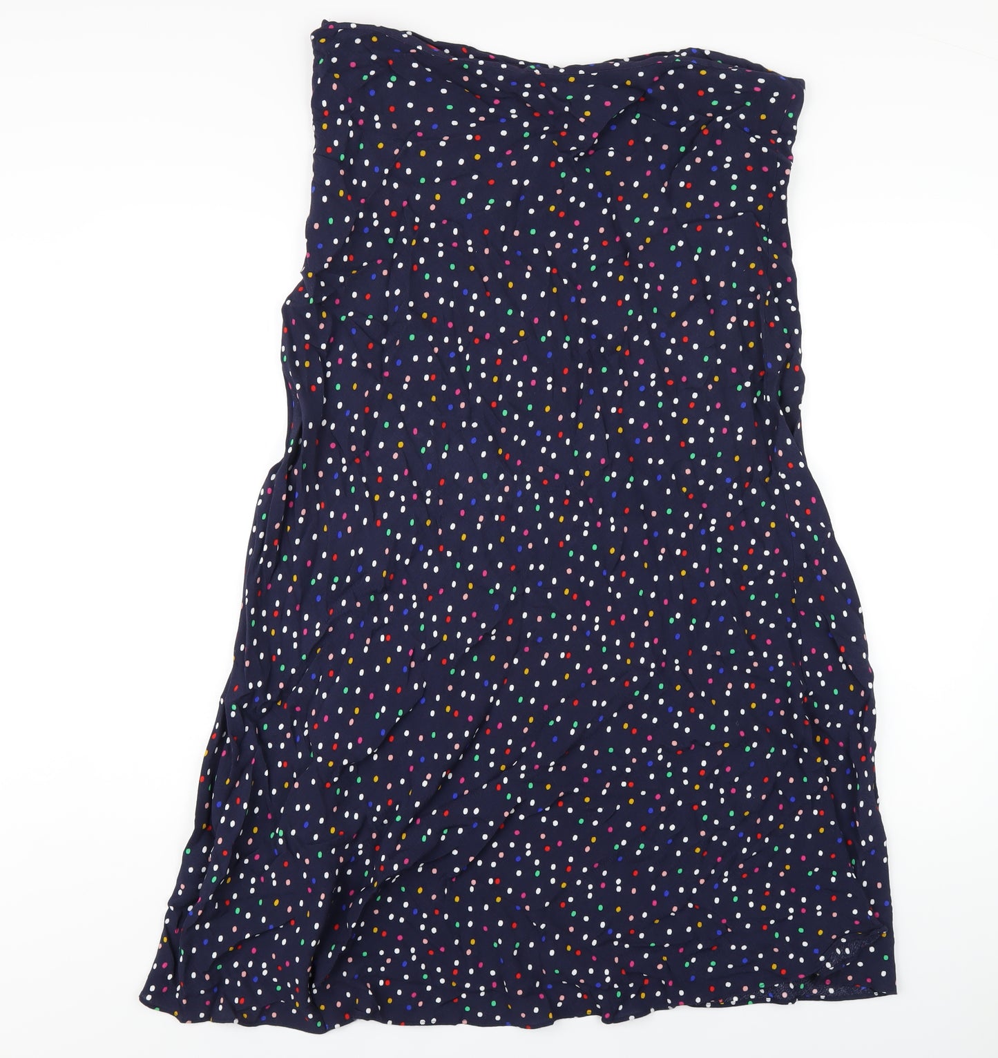 Joules Womens Blue Polka Dot Viscose A-Line Skirt Size 16 Zip