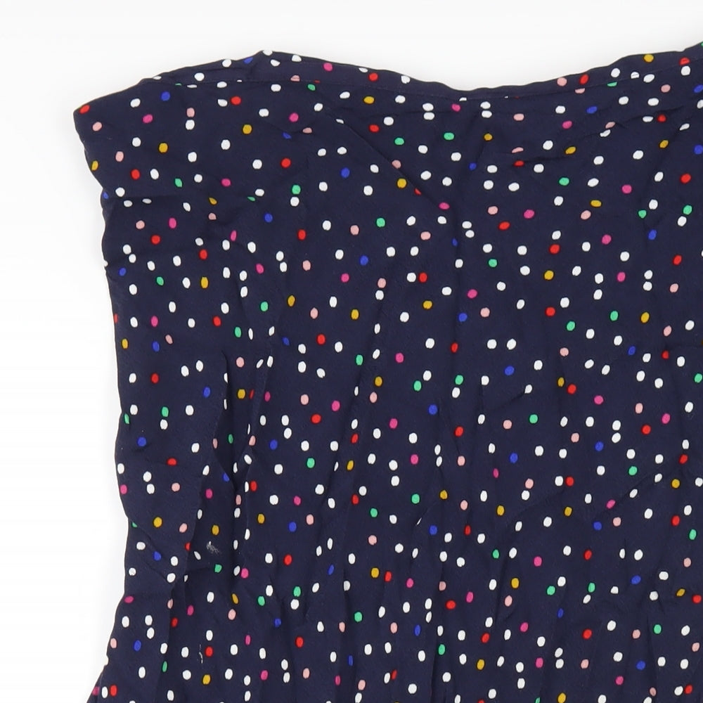 Joules Womens Blue Polka Dot Viscose A-Line Skirt Size 16 Zip