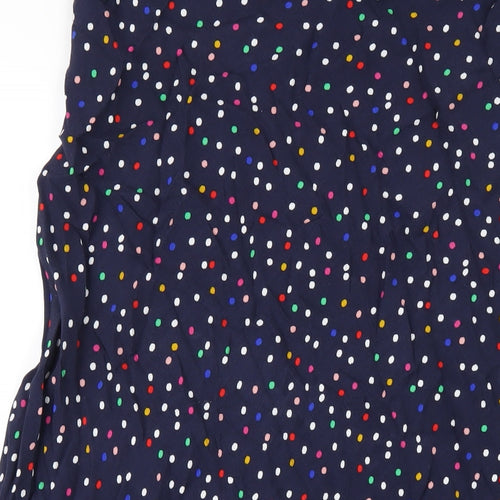 Joules Womens Blue Polka Dot Viscose A-Line Skirt Size 16 Zip