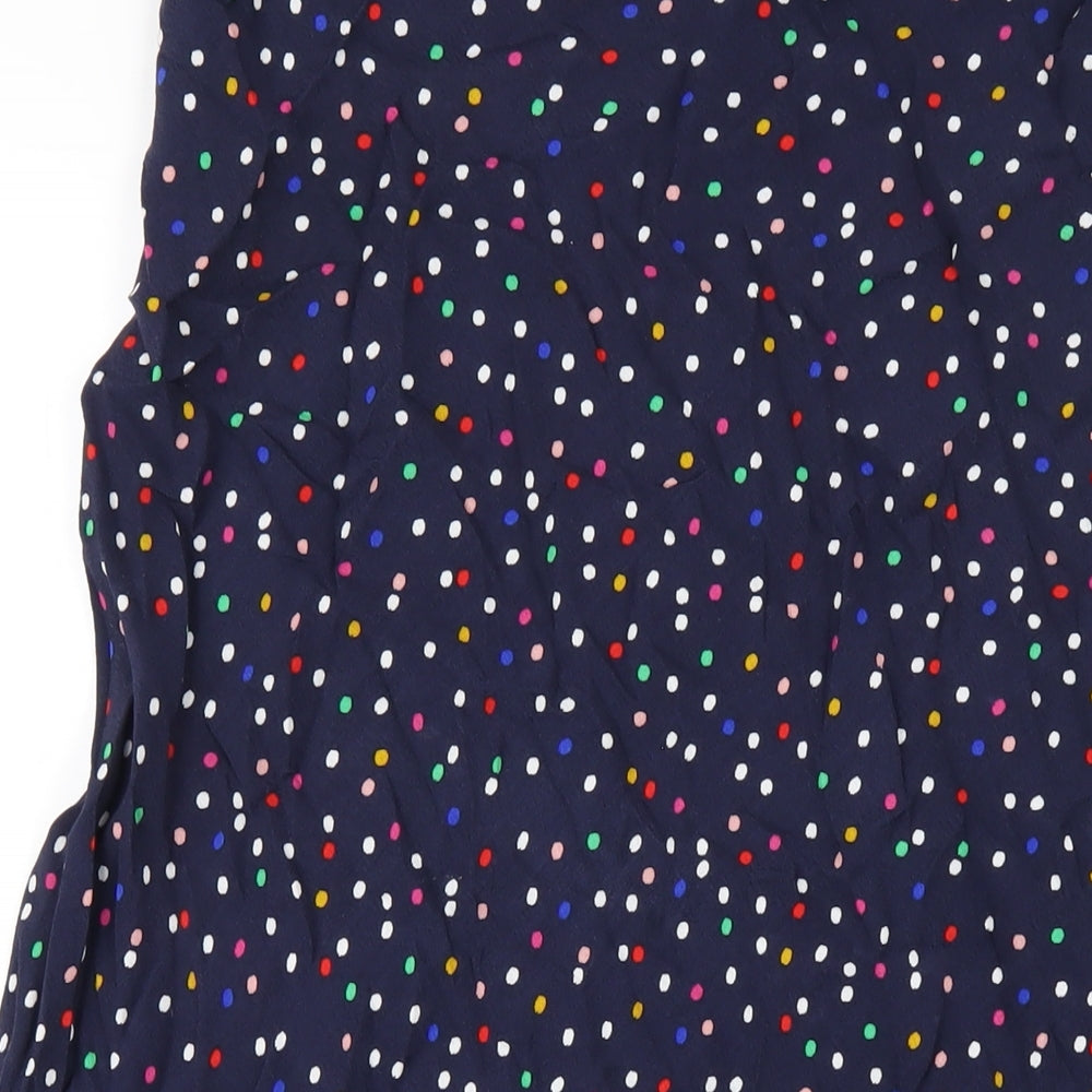 Joules Womens Blue Polka Dot Viscose A-Line Skirt Size 16 Zip