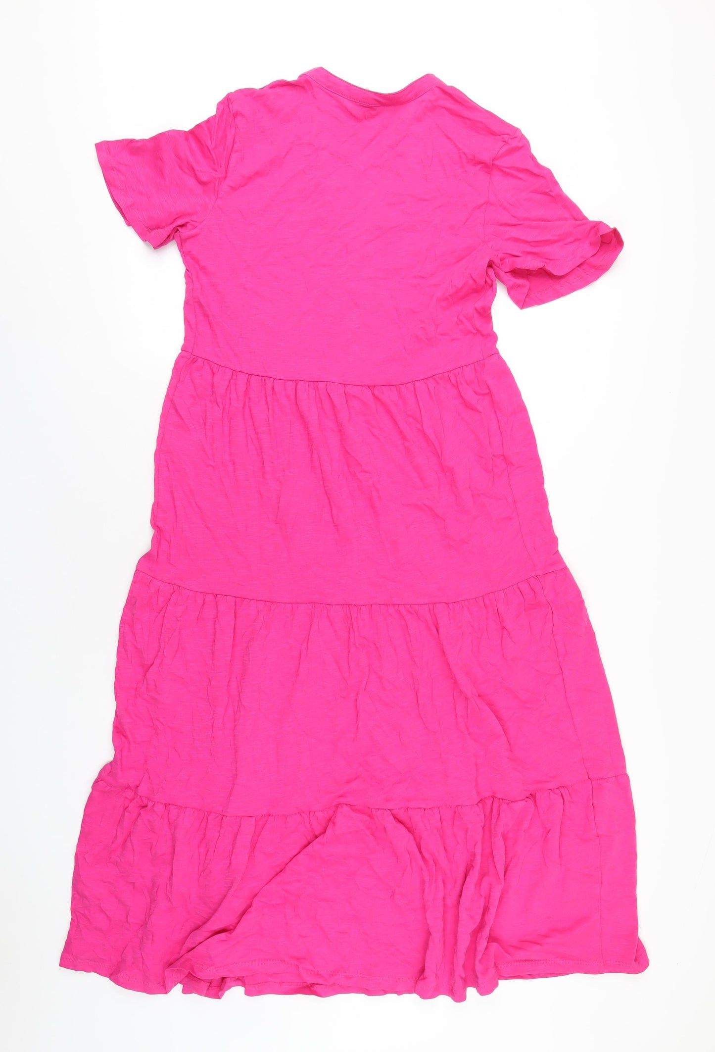 Marks and Spencer Womens Pink Cotton A-Line Size 10 V-Neck Pullover