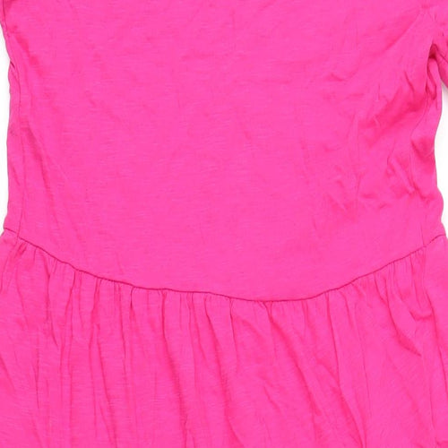 Marks and Spencer Womens Pink Cotton A-Line Size 10 V-Neck Pullover