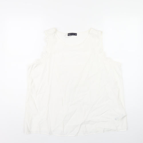 Marks and Spencer Womens White Viscose Basic Tank Size 20 Scoop Neck - Lace Trim