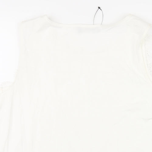 Marks and Spencer Womens White Viscose Basic Tank Size 20 Scoop Neck - Lace Trim