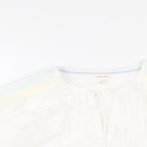 Per Una Womens White Cotton Basic T-Shirt Size 8 V-Neck