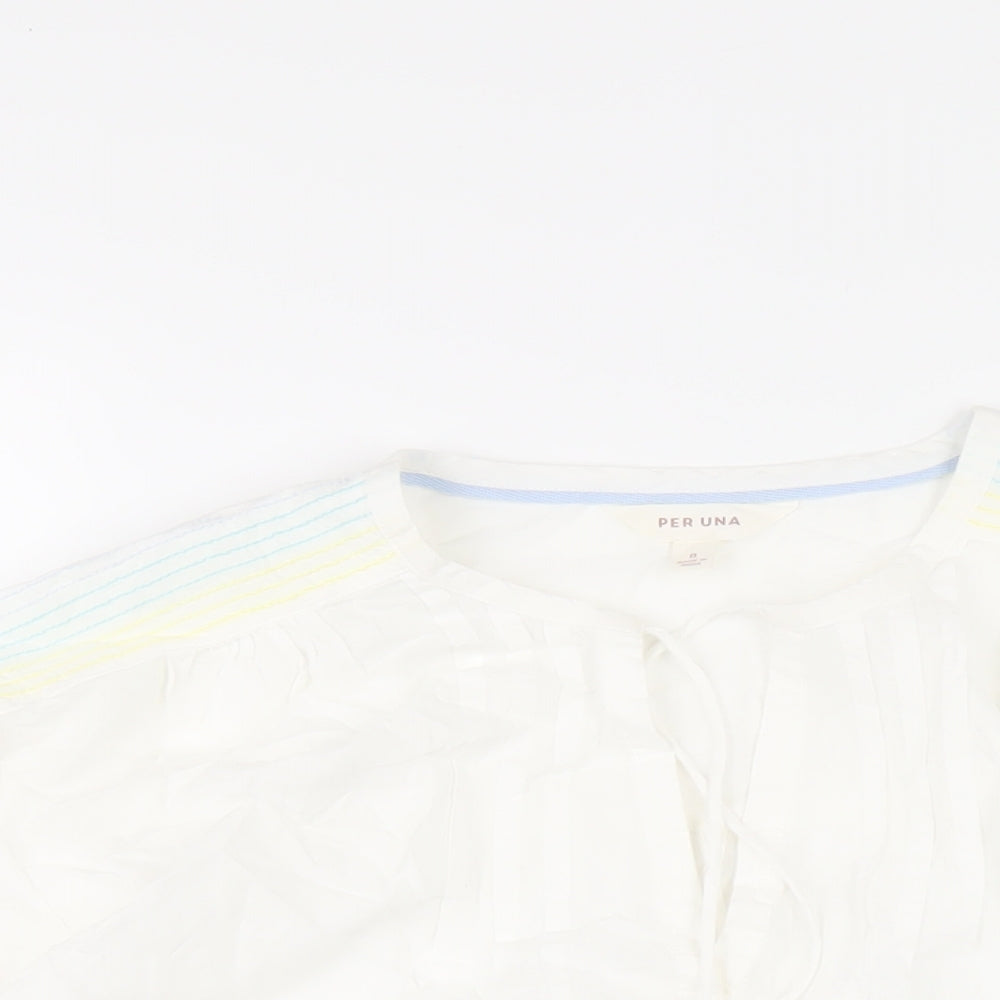 Per Una Womens White Cotton Basic T-Shirt Size 8 V-Neck