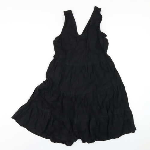 NEXT Womens Black Viscose Tank Dress Size 10 V-Neck Button