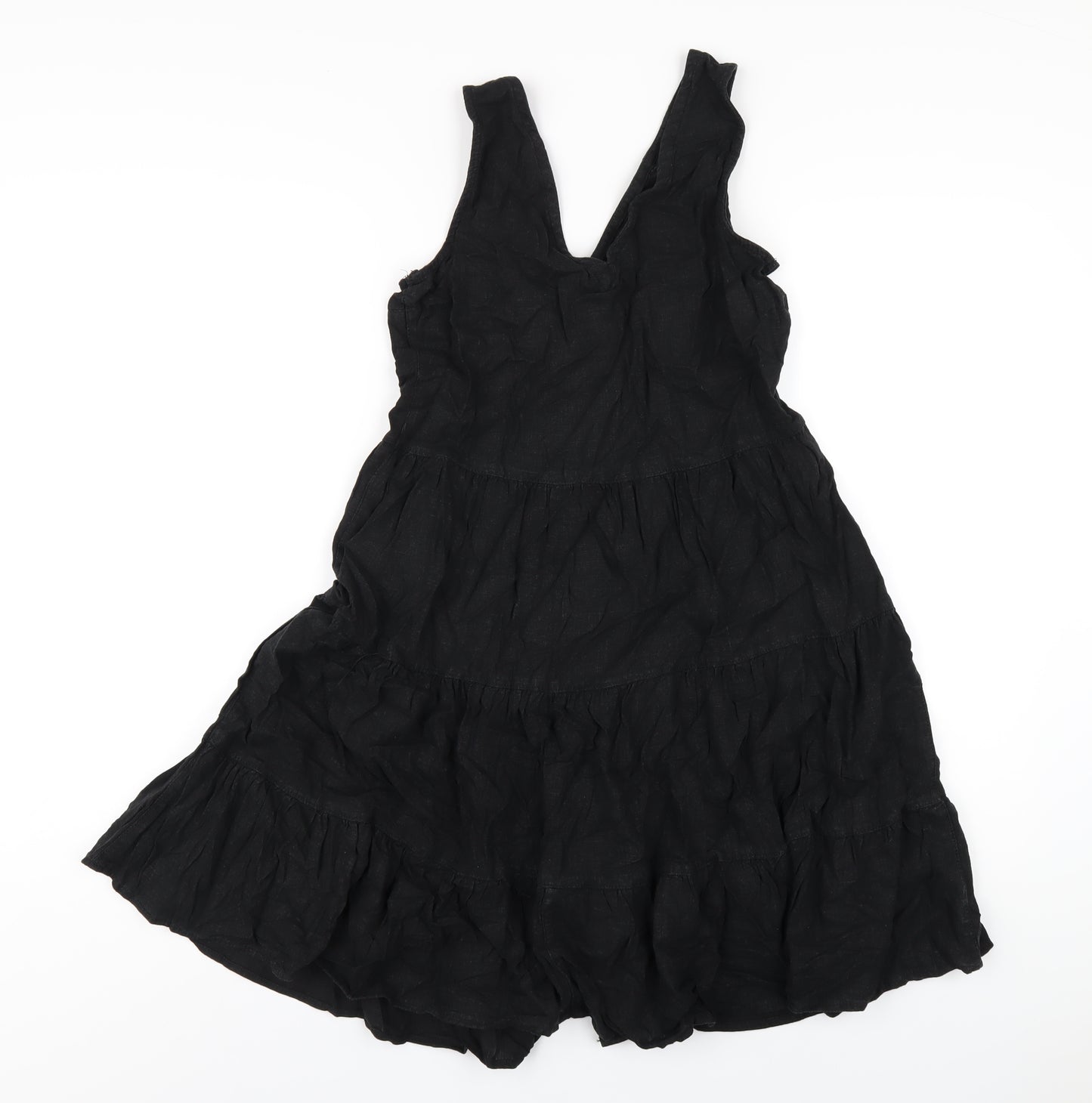 NEXT Womens Black Viscose Tank Dress Size 10 V-Neck Button