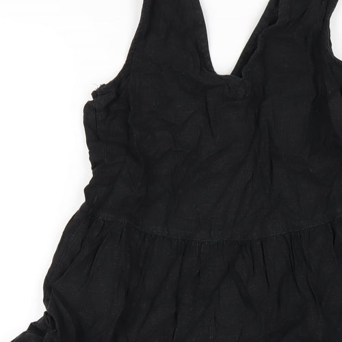 NEXT Womens Black Viscose Tank Dress Size 10 V-Neck Button