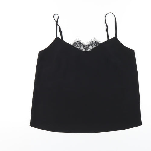 Lipsy Womens Black Polyester Camisole T-Shirt Size 12 V-Neck