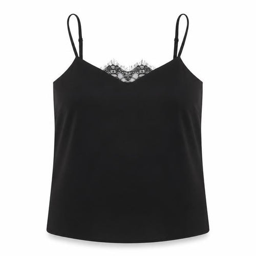Lipsy Womens Black Polyester Camisole T-Shirt Size 12 V-Neck