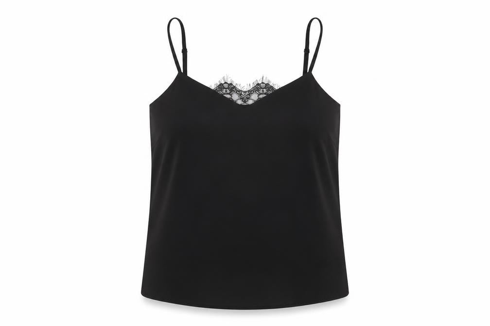 Lipsy Womens Black Polyester Camisole T-Shirt Size 12 V-Neck