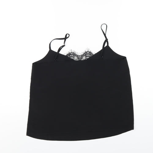 Lipsy Womens Black Polyester Camisole T-Shirt Size 12 V-Neck