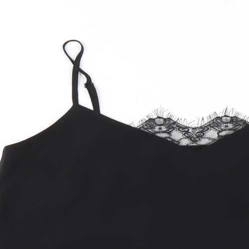 Lipsy Womens Black Polyester Camisole T-Shirt Size 12 V-Neck