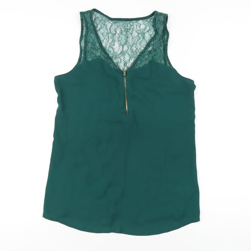 Express Womens Green Polyester Basic Tank Size S V-Neck