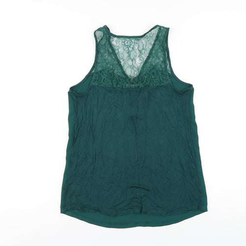 Express Womens Green Polyester Basic Tank Size S V-Neck