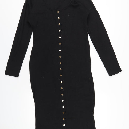 Missguided Womens Black Polyester Bodycon Size 18 Square Neck Pullover