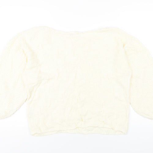 Nasty Gal Womens Ivory Round Neck Acrylic Pullover Jumper Size S