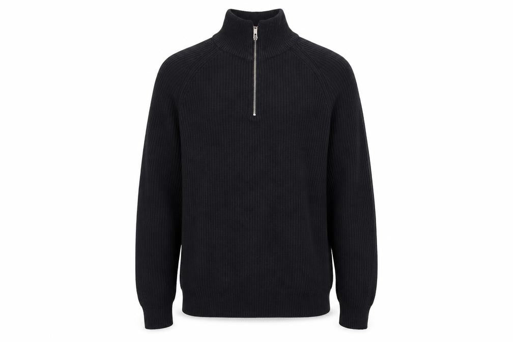 Research Garments Mens Black High Neck Acrylic Pullover Jumper Size L Long Sleeve