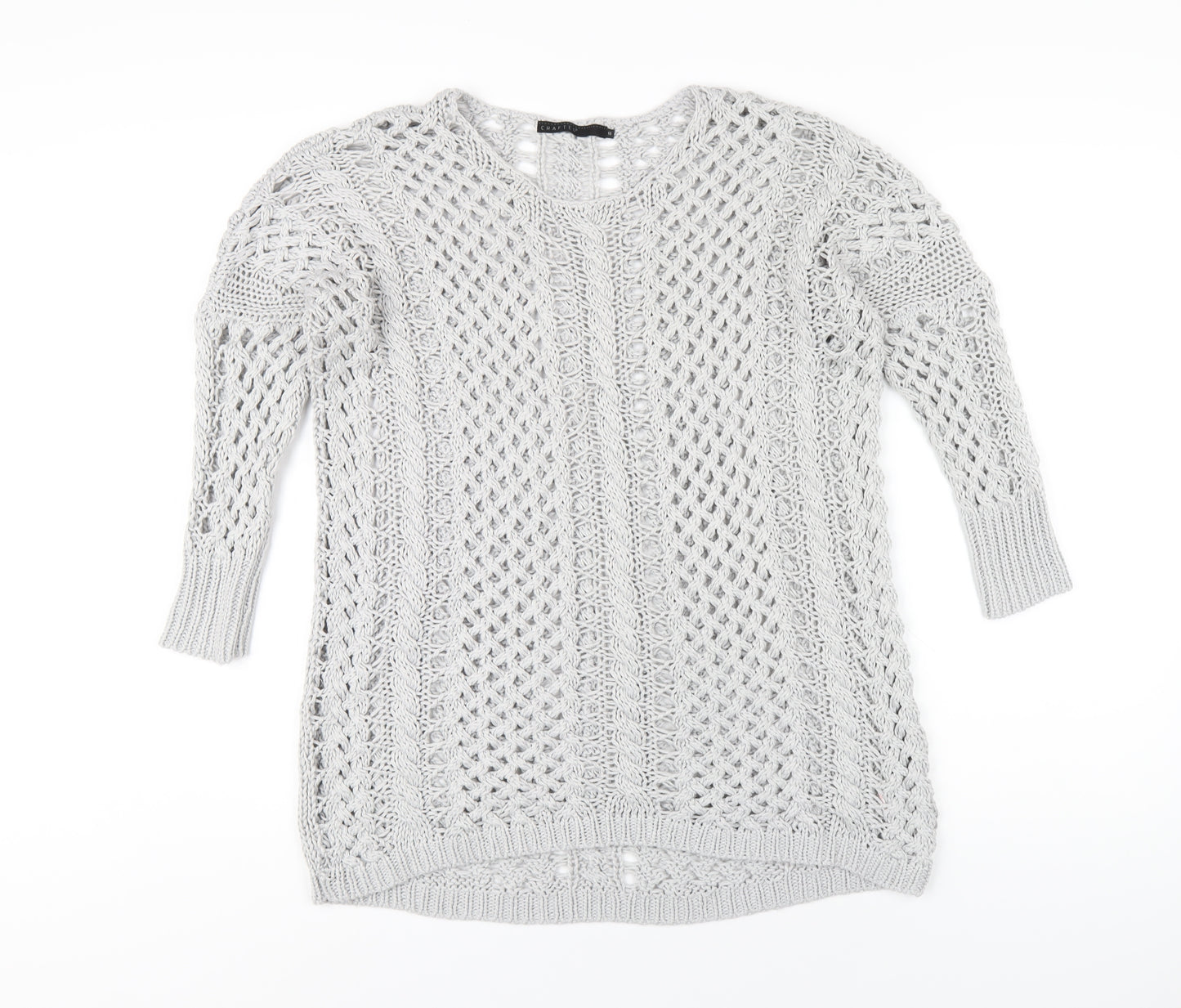 Crafted Womens Grey Round Neck Acrylic Pullover Jumper Size 10