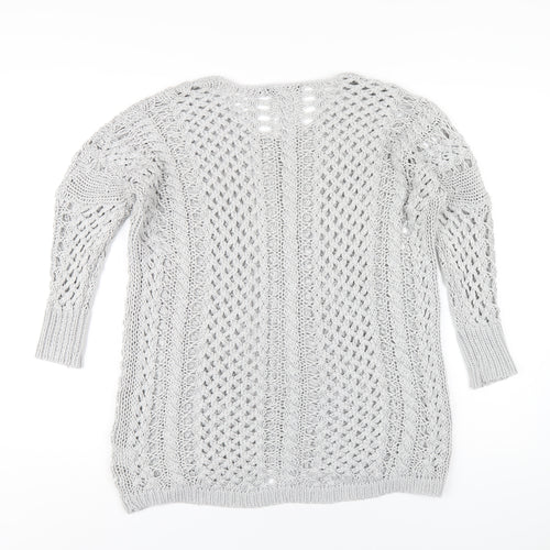 Crafted Womens Grey Round Neck Acrylic Pullover Jumper Size 10