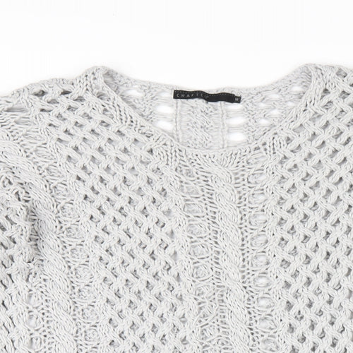 Crafted Womens Grey Round Neck Acrylic Pullover Jumper Size 10