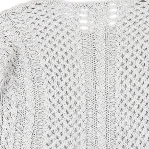 Crafted Womens Grey Round Neck Acrylic Pullover Jumper Size 10