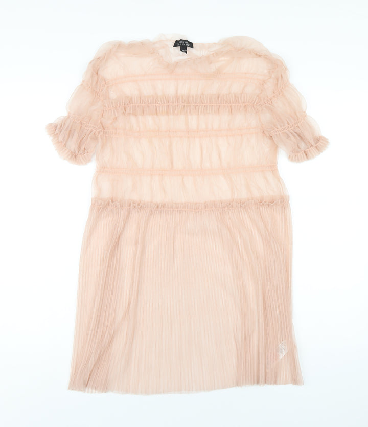 Topshop Womens Pink Polyester A-Line Size 12 Round Neck Pullover