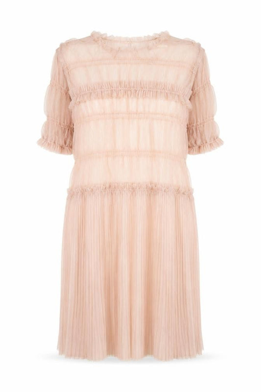 Front view of Topshop women’s pink polyester a-line, size UK 12, round neck pullover