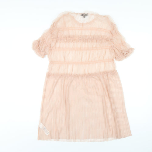Topshop Womens Pink Polyester A-Line Size 12 Round Neck Pullover