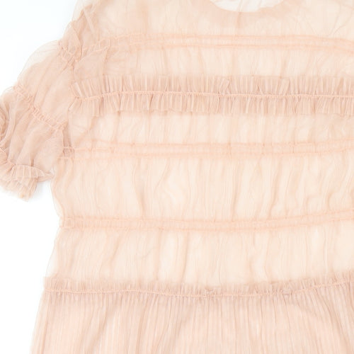 Topshop Womens Pink Polyester A-Line Size 12 Round Neck Pullover