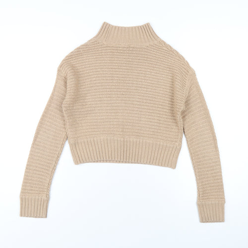 New Look Girls Brown High Neck Acrylic Pullover Jumper Size 10-11 Years Pullover
