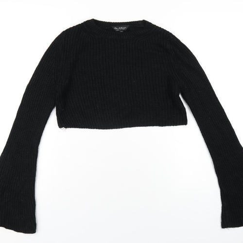 Miss Selfridge Womens Black Round Neck Acrylic Pullover Jumper Size 10