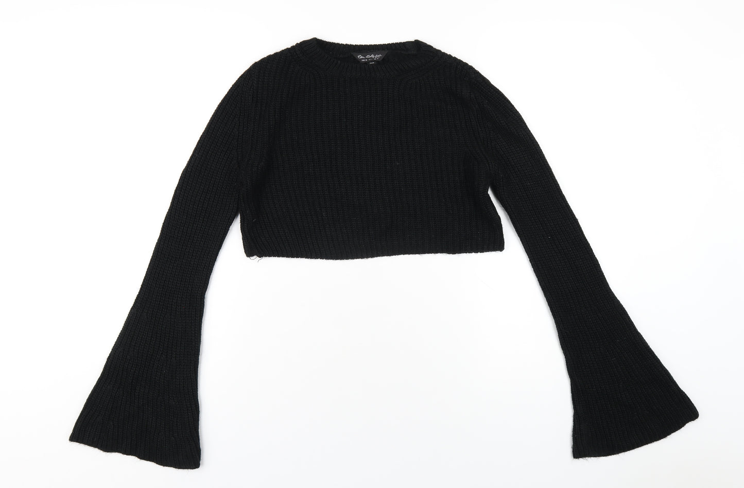 Miss Selfridge Womens Black Round Neck Acrylic Pullover Jumper Size 10