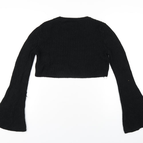 Miss Selfridge Womens Black Round Neck Acrylic Pullover Jumper Size 10