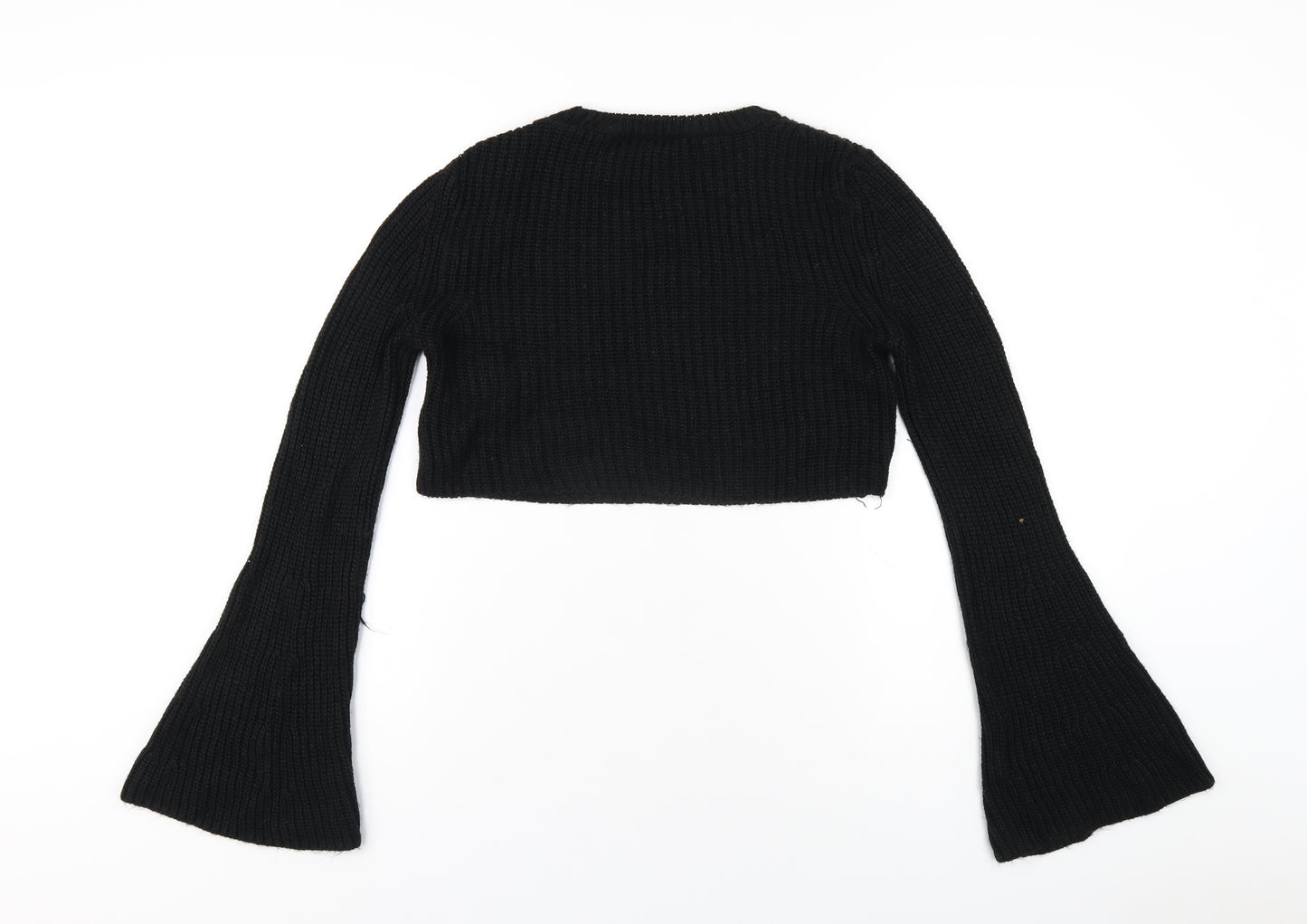 Miss Selfridge Womens Black Round Neck Acrylic Pullover Jumper Size 10