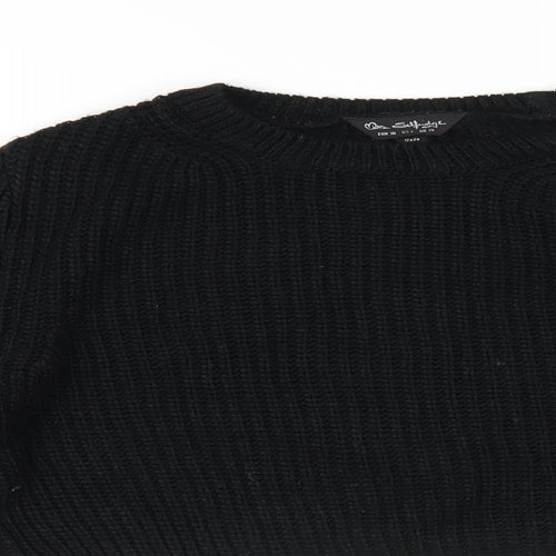 Miss Selfridge Womens Black Round Neck Acrylic Pullover Jumper Size 10