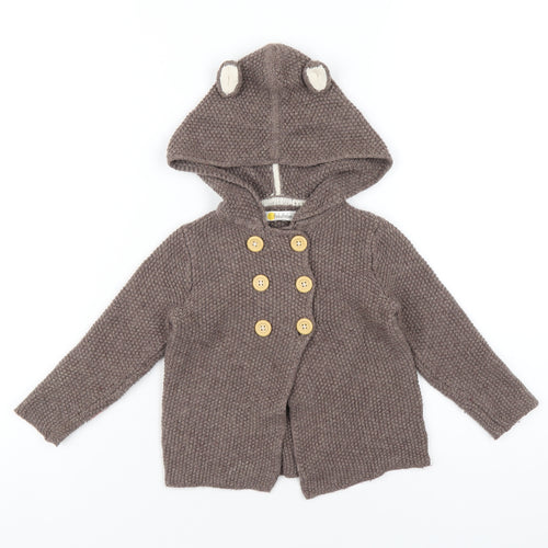 Baby Boden Girls Brown Round Neck Cotton Cardigan Jumper Size 2-3 Years Button