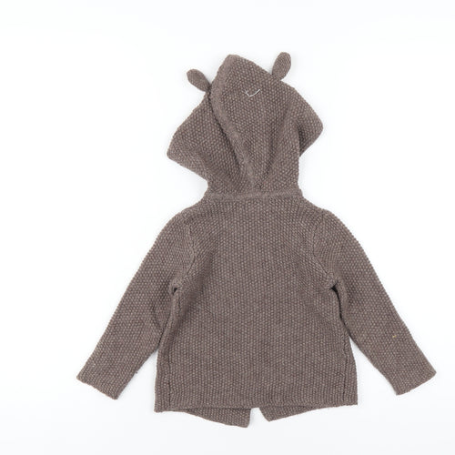 Baby Boden Girls Brown Round Neck Cotton Cardigan Jumper Size 2-3 Years Button