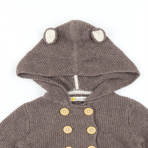 Baby Boden Girls Brown Round Neck Cotton Cardigan Jumper Size 2-3 Years Button