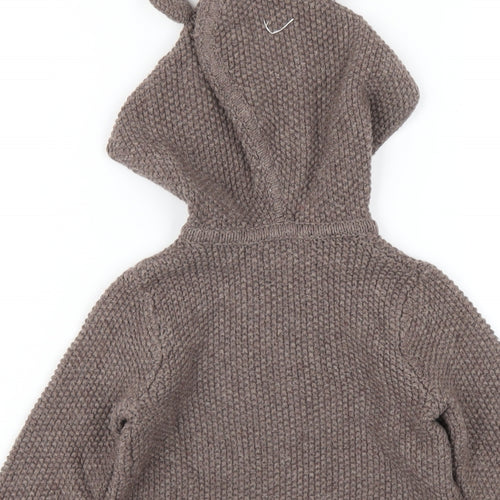 Baby Boden Girls Brown Round Neck Cotton Cardigan Jumper Size 2-3 Years Button