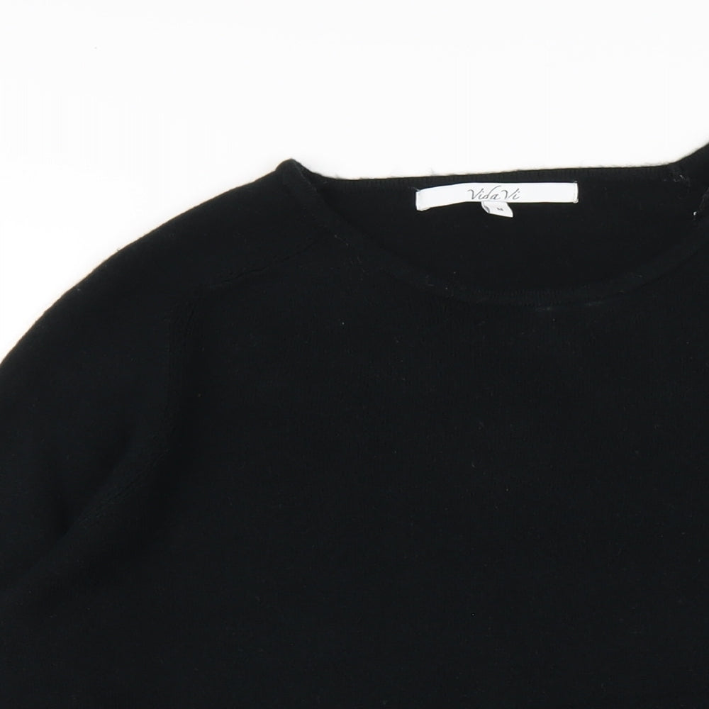 Vida Vi Womens Black Round Neck Acrylic Pullover Jumper Size M