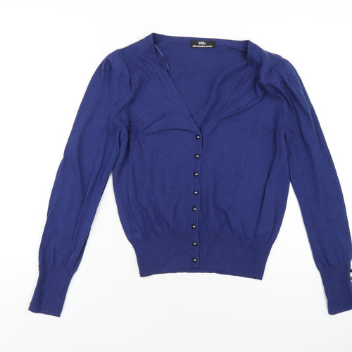 Marks and Spencer Womens Blue V-Neck Viscose Cardigan Jumper Size 14