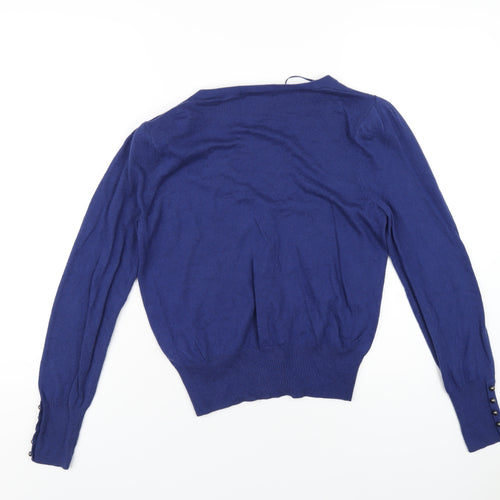 Marks and Spencer Womens Blue V-Neck Viscose Cardigan Jumper Size 14