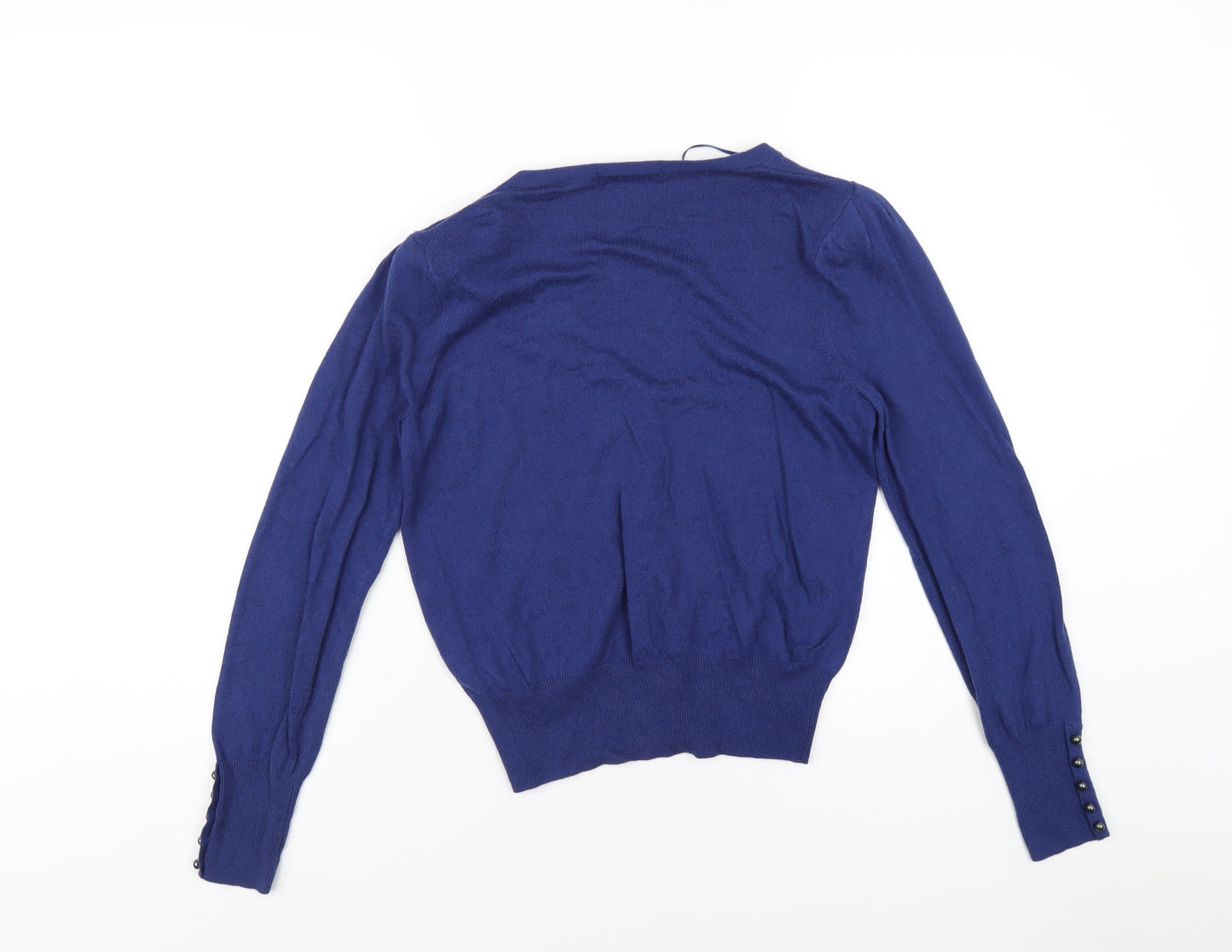 Marks and Spencer Womens Blue V-Neck Viscose Cardigan Jumper Size 14