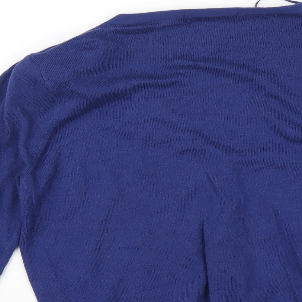 Marks and Spencer Womens Blue V-Neck Viscose Cardigan Jumper Size 14