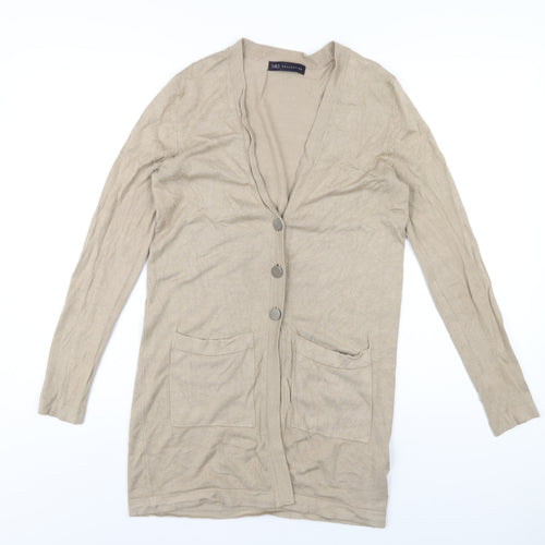 Marks and Spencer Womens Beige V-Neck Viscose Cardigan Jumper Size S