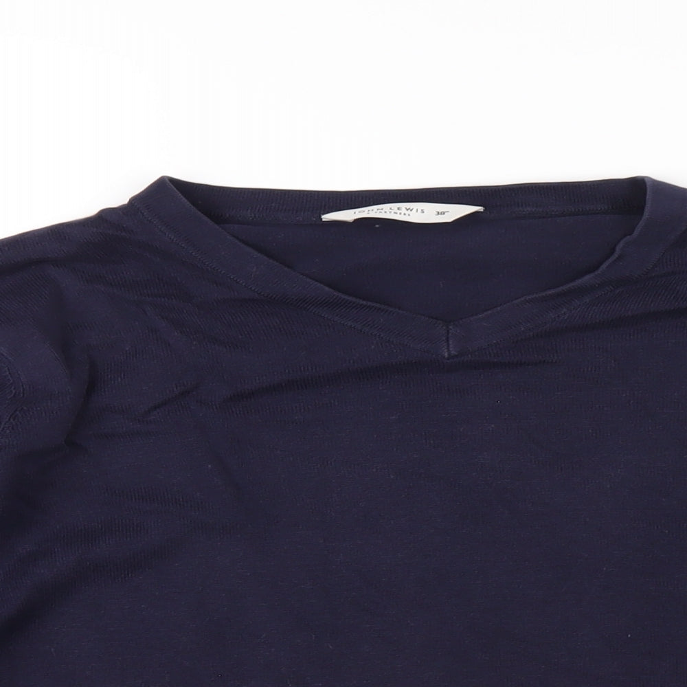 John Lewis Mens Blue V-Neck Cotton Pullover Jumper Size L Long Sleeve