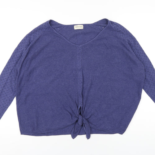 Marks and Spencer Womens Blue Round Neck Cotton Pullover Jumper Size 12