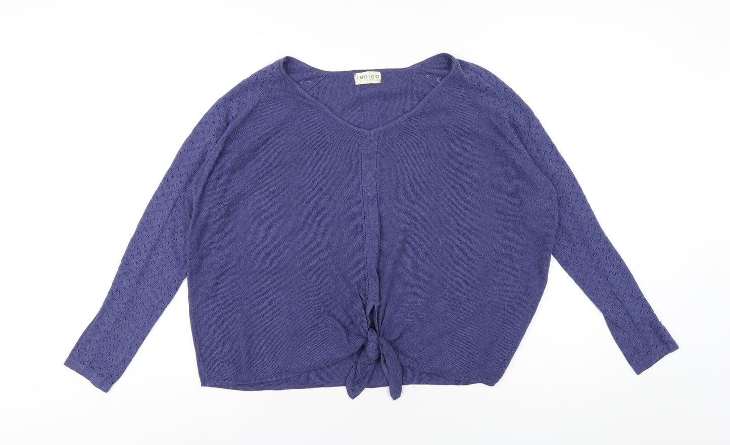 Marks and Spencer Womens Blue Round Neck Cotton Pullover Jumper Size 12